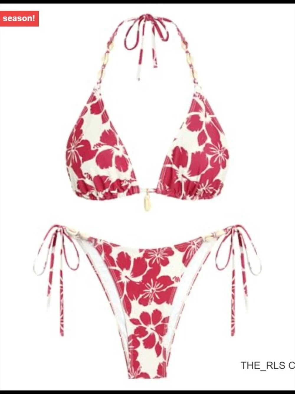 Triangle String Bikini Set with Removable Pads, Halter Top, Cheeky Bottom